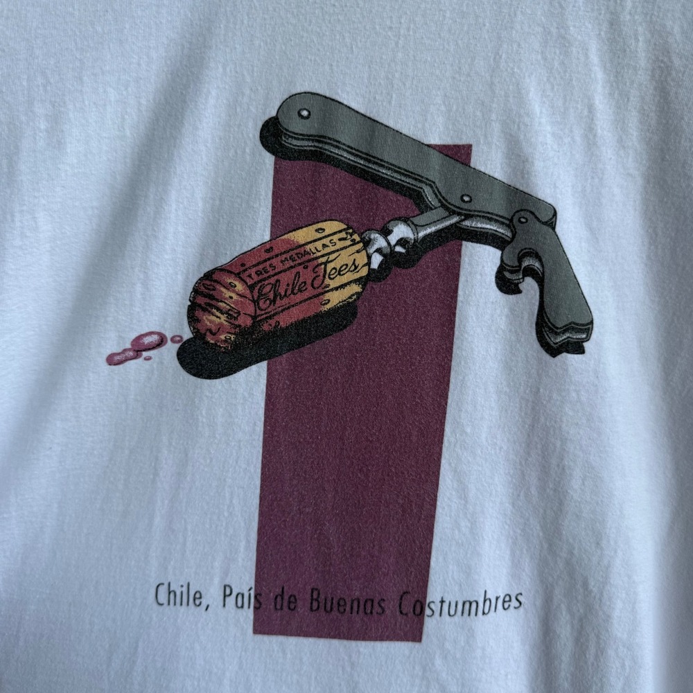 Chile Tees Wine Corkscrew Graphic T Shirt XXL 100% Cotton White - Picture 3 of 10